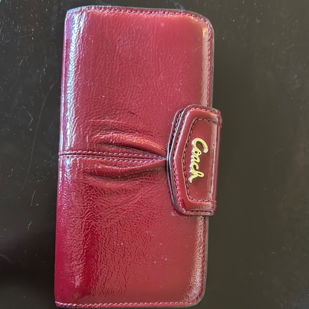 Coach Red Leather Phone Case with Wallet Design
